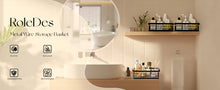 Lataa kuva Galleria-katseluun, Bathroom Organizer Small Metal Wire Storage Basket with Grip, Bathroom Decor Black Basket Organizer Detachable Wood Base Toilet Tank Basket for Bathroom, Cabinets, Vanity, Laundry Room
