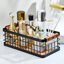 Lataa kuva Galleria-katseluun, Bathroom Organizer Small Metal Wire Storage Basket with Grip, Bathroom Decor Black Basket Organizer Detachable Wood Base Toilet Tank Basket for Bathroom, Cabinets, Vanity, Laundry Room
