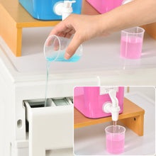 Lataa kuva Galleria-katseluun, Liquid Laundry Detergent Dispenser Set with Shelf and Bamboo Lids for Laundry Room Organization and Storage - 2 Pack 120 oz Laundry Containers for Laundry Soap, Fabric Softener
