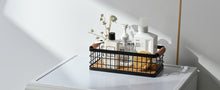 Lataa kuva Galleria-katseluun, Bathroom Organizer Small Metal Wire Storage Basket with Grip, Bathroom Decor Black Basket Organizer Detachable Wood Base Toilet Tank Basket for Bathroom, Cabinets, Vanity, Laundry Room
