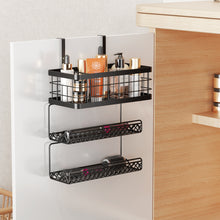 Lataa kuva Galleria-katseluun, Hair Tool Organizer Wall Mount Metal Hair Dryer Holder with 3 Tier Shelf Storage Wire Basket Hook, Hot Tools Organizer Cabinet Door Flat Iron Holder for Blow Dryer, Curling Iron, Straightener
