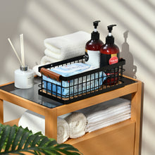 Lataa kuva Galleria-katseluun, Bathroom Organizer Small Metal Wire Storage Basket with Grip, Bathroom Decor Black Basket Organizer Detachable Wood Base Toilet Tank Basket for Bathroom, Cabinets, Vanity, Laundry Room
