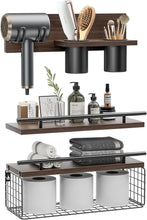 Lataa kuva Galleria-katseluun, RoleDes Bathroom Floating Shelves with Hair Dryer Holder - Wall Mounted
