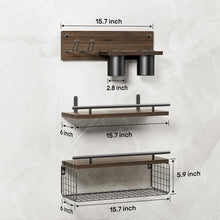 Lataa kuva Galleria-katseluun, RoleDes Bathroom Floating Shelves with Hair Dryer Holder - Wall Mounted
