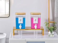 Lataa kuva Galleria-katseluun, Liquid Laundry Detergent Dispenser Set with Shelf and Bamboo Lids for Laundry Room Organization and Storage - 2 Pack 120 oz Laundry Containers for Laundry Soap, Fabric Softener
