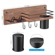 Load image into Gallery viewer, Wooden Hair Dryer Holder Wall Mount,Bathroom Organizer for Styling Tools
